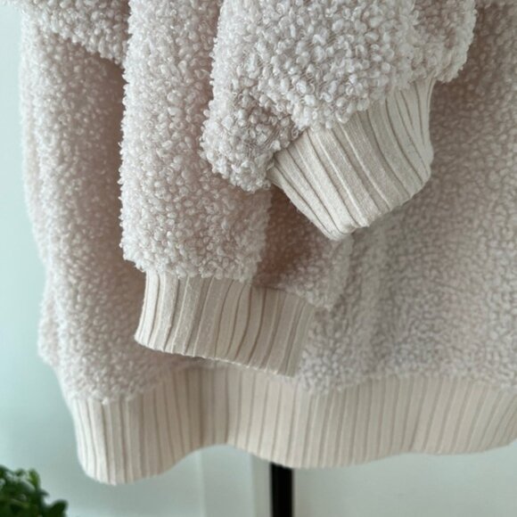 ANTHROPOLOGIE PORRIDGE Cream Brynn Sherpa Pullover Sweater Relax Fit Fuzzy Cozy - Picture 6 of 13
